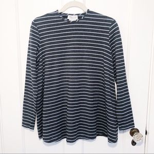 Maternité Gray + Blue Striped Long Sleeve Size M